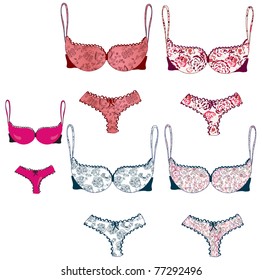 Set of beautiful lingerie with patterns