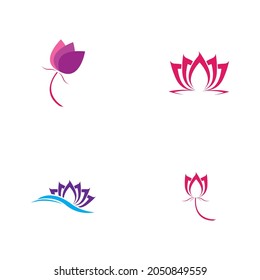 set of beautiful lotus flowers design illustration