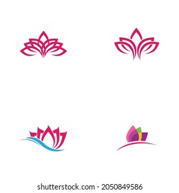 set of beautiful lotus flowers design illustration