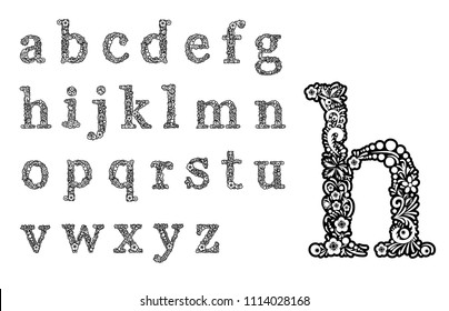 Set Beautiful Lowercase Letters Decorated Herbal Stock Vector (Royalty ...