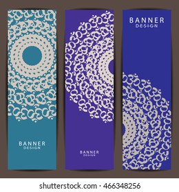 Set of Beautiful mandala ornament banners design