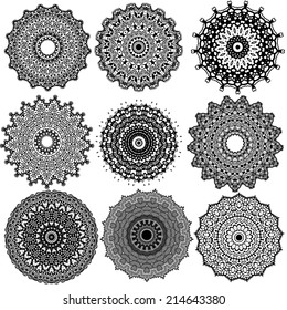 A set of beautiful mandalas and lace circles
