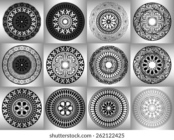 A set of beautiful mandalas and lace circles
