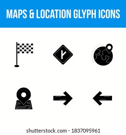 Set of beautiful maps & location glyph icons