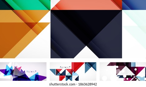Conjunto de belos fundos abstratos geométricos de design mínimo. Ilustração vetorial para capas, banners, folhetos e cartazes e outros desenhos
