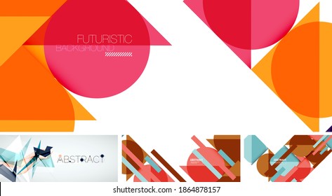 Conjunto de hermosos fondos abstractos geométricos de diseño mínimo. Ilustración vectorial para cubiertas, pancartas, volantes y carteles y otros diseños