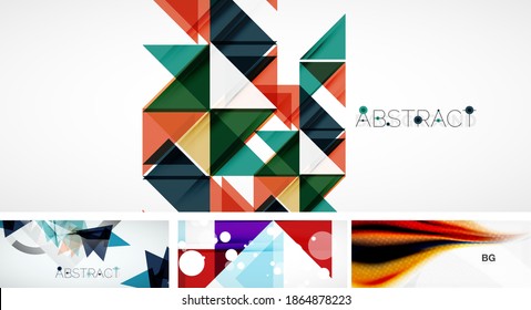 Set of beautiful minimal design geometric abstract backgrounds. Vector illustration for covers, banners, flyers and posters and other designs