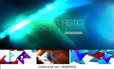 Set of beautiful minimal design geometric abstract backgrounds. Vector illustration for covers, banners, flyers and posters and other designs