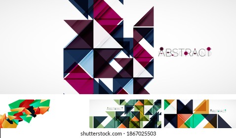 Set of beautiful minimal design geometric abstract backgrounds. Vector illustration for covers, banners, flyers and posters and other designs