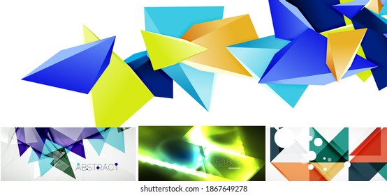 Set von schönen minimalen Design geometrischen abstrakten Hintergründen. Vektorgrafik für Cover, Banner, Flyer und Poster und andere Designs