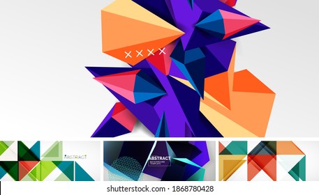 Set of beautiful minimal design geometric abstract backgrounds. Vector illustration for covers, banners, flyers and posters and other designs