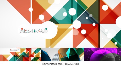 Set of beautiful minimal design geometric abstract backgrounds. Vector illustration for covers, banners, flyers and posters and other designs
