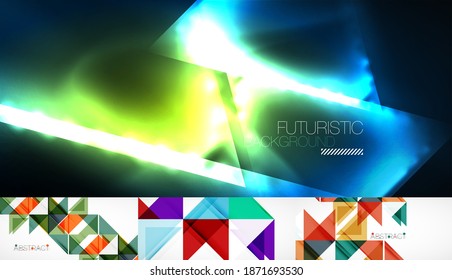 Set of beautiful minimal design geometric abstract backgrounds. Vector illustration for covers, banners, flyers and posters and other designs