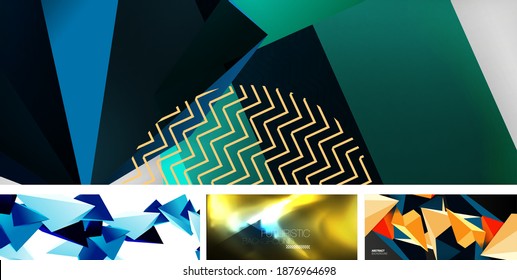 Set of beautiful minimal design geometric abstract backgrounds. Vector illustration for covers, banners, flyers and posters and other designs