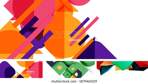 Set of beautiful minimal design geometric abstract backgrounds. Vector illustration for covers, banners, flyers and posters and other designs