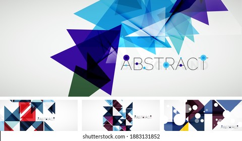 Set of beautiful minimal design geometric abstract backgrounds. Vector illustration for covers, banners, flyers and posters and other designs