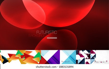 Conjunto de hermosos fondos abstractos geométricos de diseño mínimo. Ilustración vectorial para cubiertas, pancartas, volantes y carteles y otros diseños