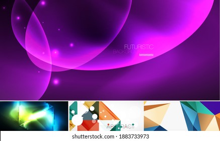 Set of beautiful minimal design geometric abstract backgrounds. Vector illustration for covers, banners, flyers and posters and other designs