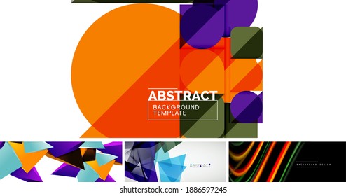Set of beautiful minimal design geometric abstract backgrounds. Vector illustration for covers, banners, flyers and posters and other designs