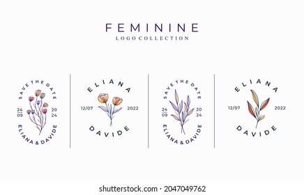 Set of Beautiful minimalist floral logo template 