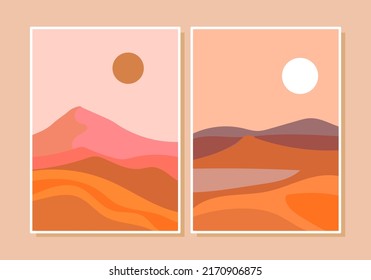 A set of beautiful mountain landscape vector illustration background.