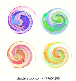 set of beautiful multicolored spiral patterns