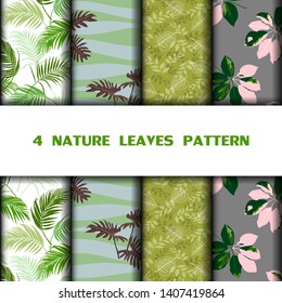 Set of beautiful nature leaves pattern 