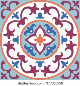 Set with Beautiful ornamental tile background. Vector illustration great for patterns, vintage design, and wallpaper.
