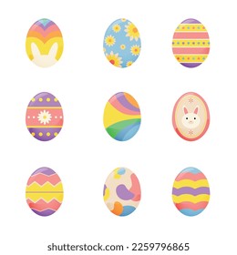 Set of beautiful painted Easter eggs on white background