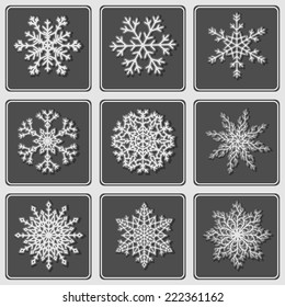 Set of beautiful paper snowflakes. Vector EPS8.