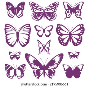 Set of beautiful patterned butterflies