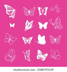 Set of beautiful patterned butterflies