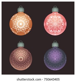 Set of beautiful patterned Christmas sphere ornaments