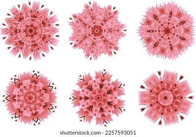 Eine Reihe schöner rosafarbener Blumen. Vektordatei für Designs.