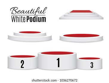 Set of beautiful podium on white background.The scene for the awards ceremony.