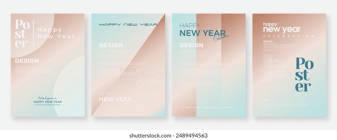 Set of beautiful posters for New Year Celebration events. Beautiful premium vector design with subtle colors. Poster design in a modern style.