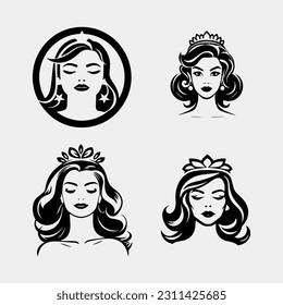 Juego de hermosas princesas. Aislado en blanco.