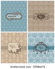 Set of Beautiful Retro Cards - for invitation, greetings, wedding in vector