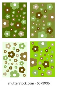 set of beautiful retro vector flower backgrounds