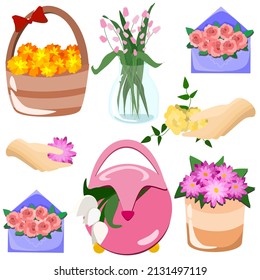 A set of beautiful, romantic flowers