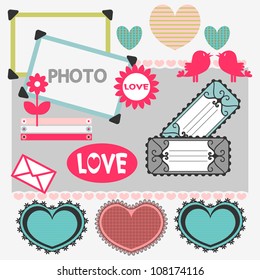 A set of beautiful romantic scrapbook elements