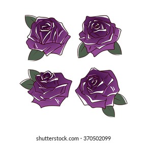 Set of a beautiful roses. Vector illustration.
