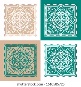 Set with Beautiful seamless ornamental tile background vector illustration