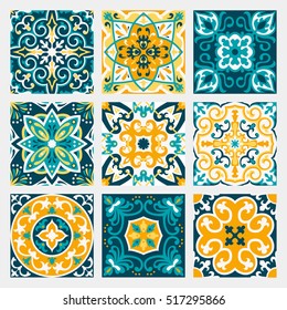 Set with Beautiful seamless ornamental tile background. Vector illustration can be used for desktop wallpaper or frame for a wall hanging or poster,for pattern fills, surface textures, textile.