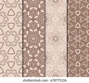 set of beautiful seamless pattern with transformed geometric shape. abstract vector illustration. design for prnt, paper, scrapbooking. skin tone color