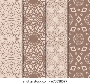 set of beautiful seamless pattern with transformed geometric shape. abstract vector illustration. design for prnt, paper, scrapbooking. skin tone color