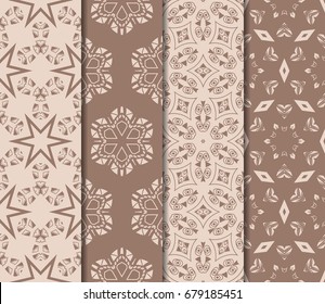 set of beautiful seamless pattern with transformed geometric shape. abstract vector illustration. design for prnt, paper, scrapbooking. skin tone color