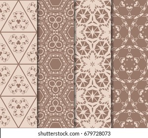 set of beautiful seamless pattern with transformed geometric shape. abstract vector illustration. design for prnt, paper, scrapbooking. skin tone color