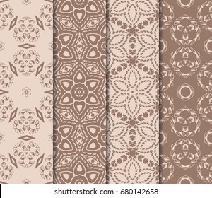set of beautiful seamless pattern with transformed geometric shape. abstract vector illustration. design for prnt, paper, scrapbooking. skin tone color