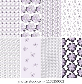 Set of beautiful seamless patterns. Abstract background.
